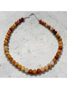 Yellow Aventurine Beaded 925 Silver Plated Necklace